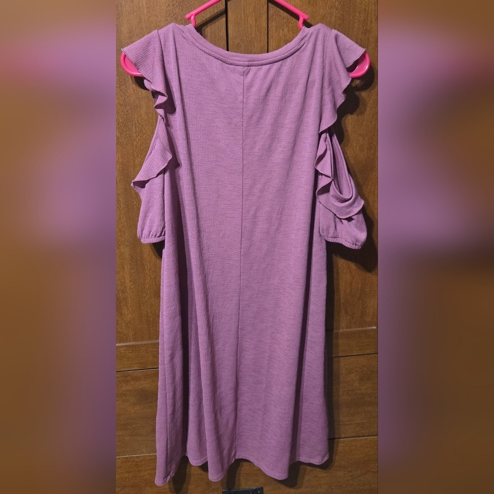 LC Lauren Conrad Mauve Ruffle Sleeve Midi Dress - Picture 2 of 4